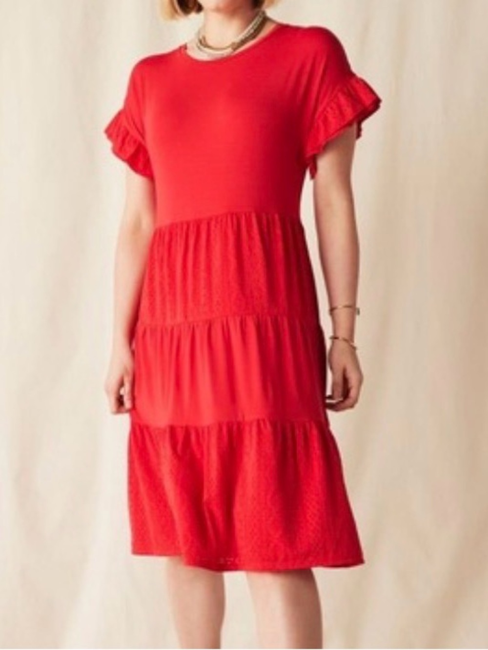 Matilda Jane Enchanted Garden Bellewood Knit and Eyelet Dress Medium